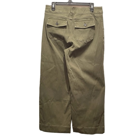 Spanx Twill Cropped Wide Leg Jeans Olive Green Women’s Size XL - Picture 2 of 10